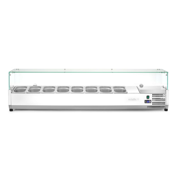 Arktic Aufsatz-Kühlvitrine Gastronorm 1/4, 8x GN 1/4, 230V/180W, 1805x335x(H)460mm