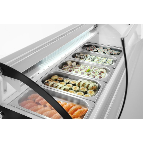 Arktic Sushi-Vitrine 5x GN 1/3, 230V/160W, 1307x445x(H)327mm, Bild 4