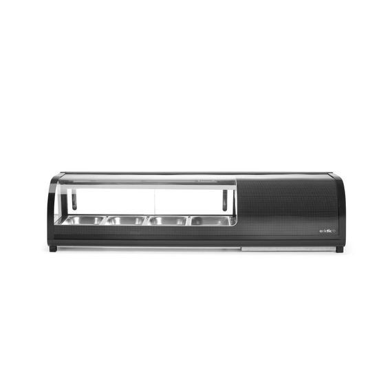 Arktic Sushi-Vitrine, Im Lieferumfang enthalten: 4x GN 1/3 (H) 40 mm., GN 1/3, Schwarz, 220-240V/190W, 1177x426x(H)296mm