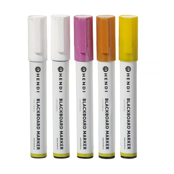 Hendi Kreidemarker 6 mm, 2x weiß, 1x rosa, 1x gelb, 1x bronze, 5 Stk, Bild 3