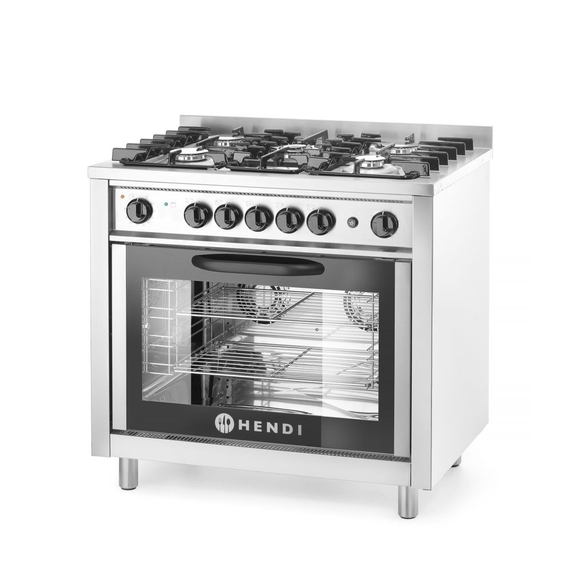 Hendi Gasherd - 5 Kochfelder mit Elektroofen, Kitchen Line, Silber, 230V/2900W, 14,3kW, 900x653x(H)900mm, Bild 2