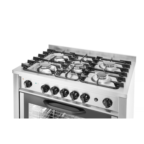 Hendi Gasherd - 5 Kochfelder mit Elektroofen, Kitchen Line, Silber, 230V/2900W, 14,3kW, 900x653x(H)900mm, Bild 3