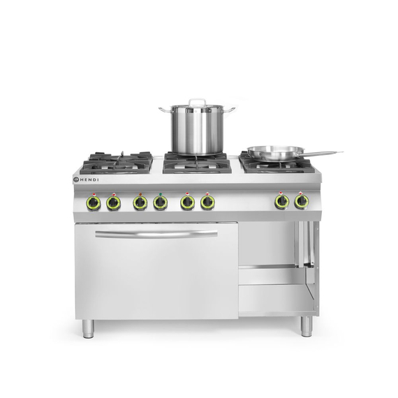 Hendi Gasherd Kitchen Line 6-flammig mit Ofen GN 1/1, Kitchen Line, 230V/3000W, 28,5kW, 1200x722x(H)900mm, Bild 4