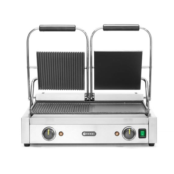 Hendi Kontaktgrill - Doppelversion, halb glatt, halb gerillt, 230V/3600W, 570x375x(H)216mm