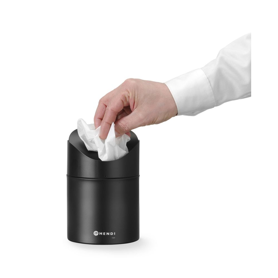 Hendi Tischabfalleimer mit Schwingdeckel, 1,2L, Schwarz, ⌀120x(H)165mm, Bild 5