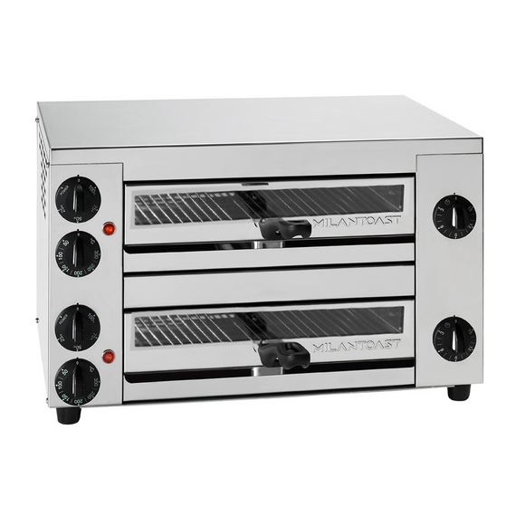 Milantoast Zweikammer Pizza- Flammkuchenofen mit Sichtfenster 40 x 35 cm Ø