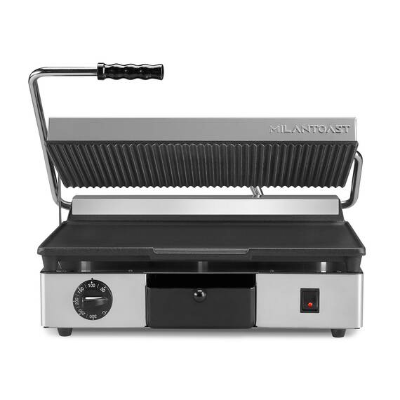 Milantoast Kontaktgrill, oben gerillt, unten glatt, Grillfläche: Oben gerillt, unten glatt