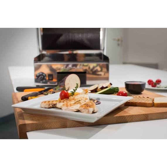 Milantoast Glaskeramik Kontaktgrill, oben gerillt, unten glatt, Grillfläche: Oben gerillt, unten glatt, Bild 2