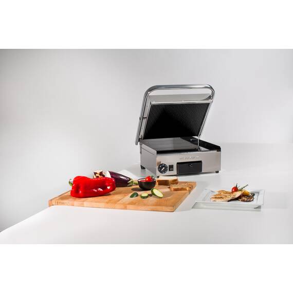 Milantoast Glaskeramik Kontaktgrill, oben gerillt, unten glatt, Grillfläche: Oben gerillt, unten glatt, Bild 4