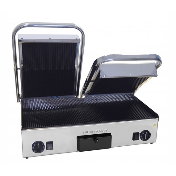 Milantoast Glaskeramik Doppel Kontaktgrill, gerillt, Grillfläche: Gerillt, Bild 2