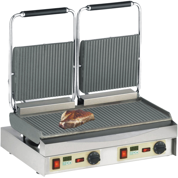 Neumärker Kamtschatka-Grill mit Digitaltimern, geriffelt, Grillfläche: Gerillt