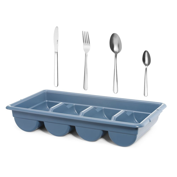 Hendi Besteck-Set mit Tablett, Blau, 525x300x(H)95mm, Rechteckig, Bild 4