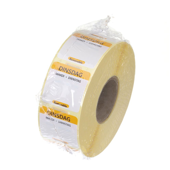Hendi Täglich anwendbare Lebensmittelsicherheitsetiketten, mehrfach verwendbar, leicht entfernbar , Dienstag, Gelb, 1000 Stk., 25x25mm, Bild 2