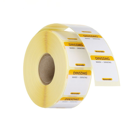 Hendi Täglich anwendbare Lebensmittelsicherheitsetiketten, mehrfach verwendbar, leicht entfernbar , Dienstag, Gelb, 1000 Stk., 25x25mm