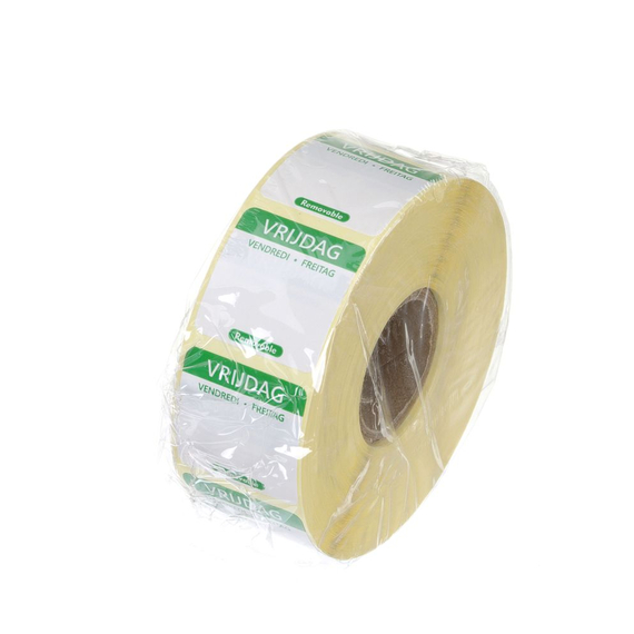 Hendi Täglich anwendbare Lebensmittelsicherheitsetiketten, mehrfach verwendbar, leicht entfernbar , Freitag, Grün, 1000 Stk., 25x25mm, Bild 2