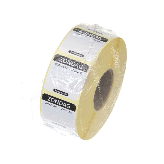 Hendi Täglich anwendbare Lebensmittelsicherheitsetiketten, mehrfach verwendbar, leicht entfernbar , Sonntag, Schwarz, 1000 Stk., 25x25mm, Bild 2