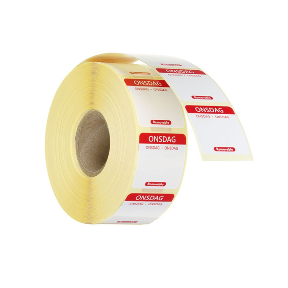 Hendi Täglich anwendbare Lebensmittelsicherheitsetiketten, für den Mehrfachgebrauch, leicht zu entfernen , Mittwoch, Rot, 1000 Stk., 25x25mm