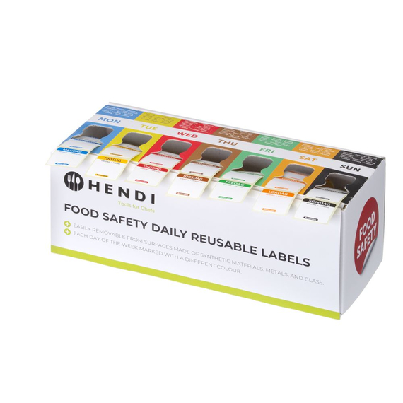 Hendi Set mit Lebensmittelsicherheitsaufklebern, vielseitig verwendbar, leicht ablösbar, mit Spender, 240x80x(H)100mm