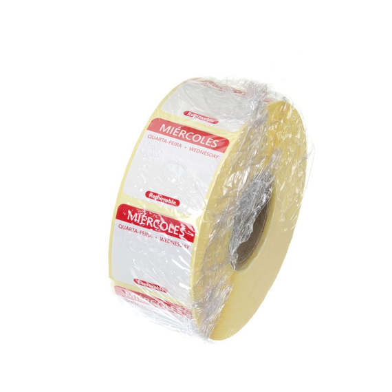 Hendi Täglich anwendbare Lebensmittelsicherheitsetiketten, mehrfach verwendbar, leicht entfernbar , Mittwoch, Rot, 1000 Stk., 25x25x(H)mm, Bild 2