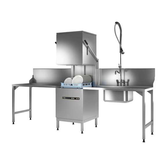 Hobart Ecomax Haubenspülmaschine H604-12B mit integrierte Klarspüldosierpumpe, eingebaute Klarspülpumpe, Reinigerdosier- und Ablaufpumpe, Serie: Ecomax, Variante: H604-12B, Bild 3