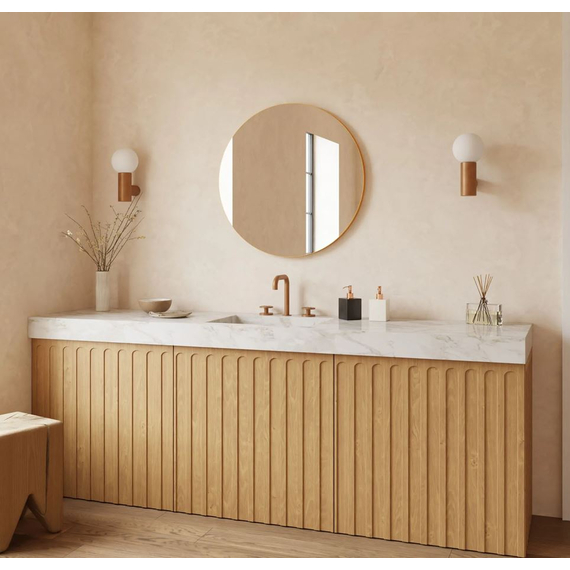 Aliseo ORE Badezimmerspiegel - Ø 800 mm, gold gebürstet, Durchmesser: 800 mm, Bild 3