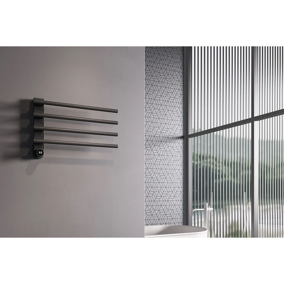 Aliseo Rock Handtuchwärmer Handtuchheizkörper - 4 Rohre, schwarz, Bild 3