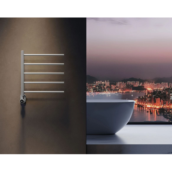 Aliseo Amber Pro Handtuchwärmer Handtuchheizkörper - 5 Rohre, gebürstetes Chrom, Bild 2