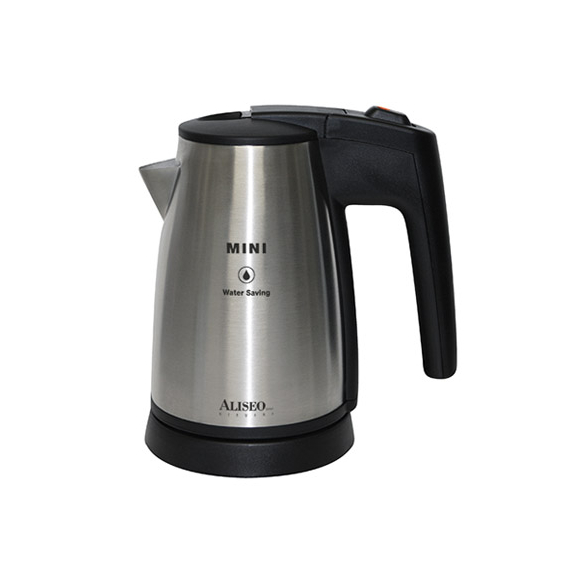 Aliseo Mini Wasserkocher - gebürstetes Chrom/schwarz, 500 ml