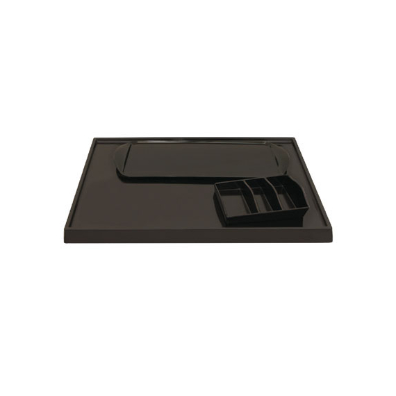 Aliseo Welcome Tray Solution Tablett-Set - schwarz, Porzellan-Optik