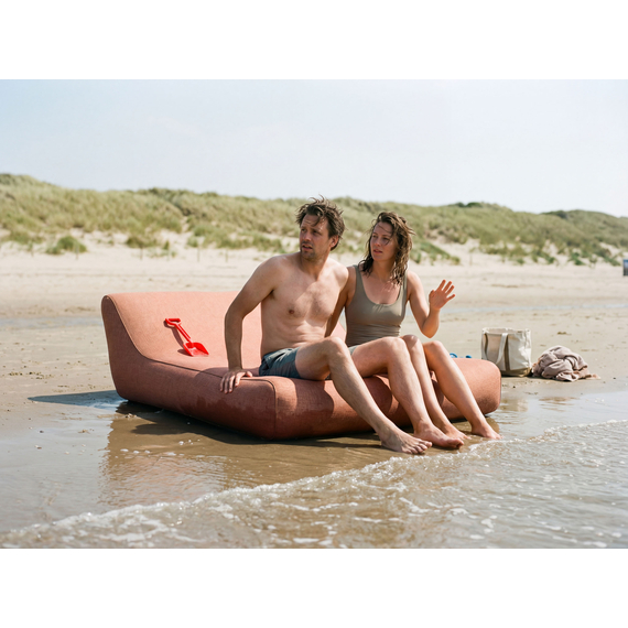 Barths Lounge - Aufblasbare Doppel-Liege mit hoher Rückenlehne, Terrakotta, Bild 5