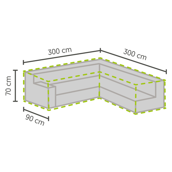 Barths Schutzhülle für Lounge-Sets L-Form 300/90x300/90x70 cm, Hellgrau, Bild 2
