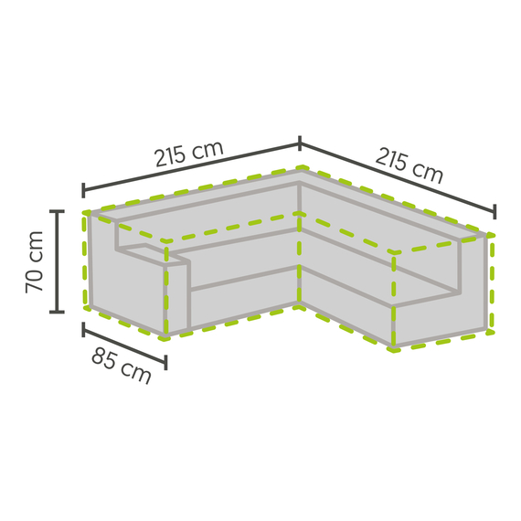 Barths Schutzhülle für Lounge-Sets L-Form 215/85x215/85x70 cm, Hellgrau, Bild 2
