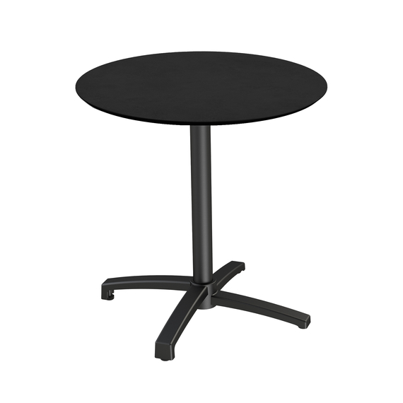 Feros X Cross - Terrassentisch Schwarz Gestell + schwarze HPL-Platte Ø70 cm, Schwarz + Schwarz