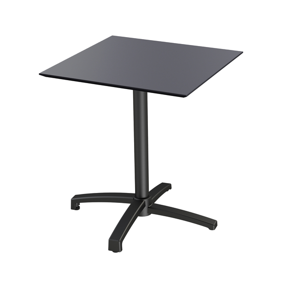 Feros X Cross - Terrassentisch Schwarz Gestell + schwarze HPL-Platte 70x70 cm, Schwarz + Schwarz
