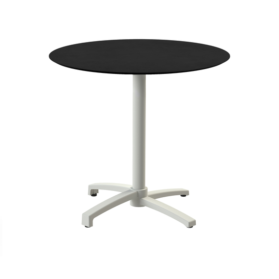 Feros X Cross - Terrassentisch sandfarbenes Gestell + schwarze HPL-Platte 70x70 cm, Sand + Schwarz
