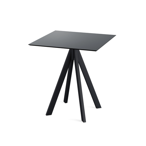Feros Infinity - Terrassentisch schwarzes Gestell + schwarze HPL-Platte 70x70 cm, Schwarz + Schwarz