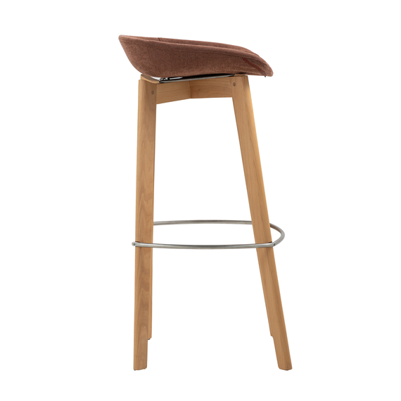 Feros Keeve – Stapel Barstuhl niedrige Sitzschalen gepolstert, Holz/Braun-Rot, Bild 5