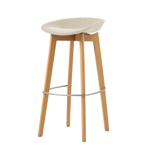 Feros Keeve – Stapel Barstuhl niedrige Sitzschalen gepolstert, Holz/Beige