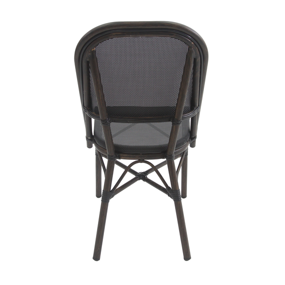 Feros Paris – Stapelbarer Bistrostuhl Textilene, Wengé/Schwarz Mesh, Bild 4