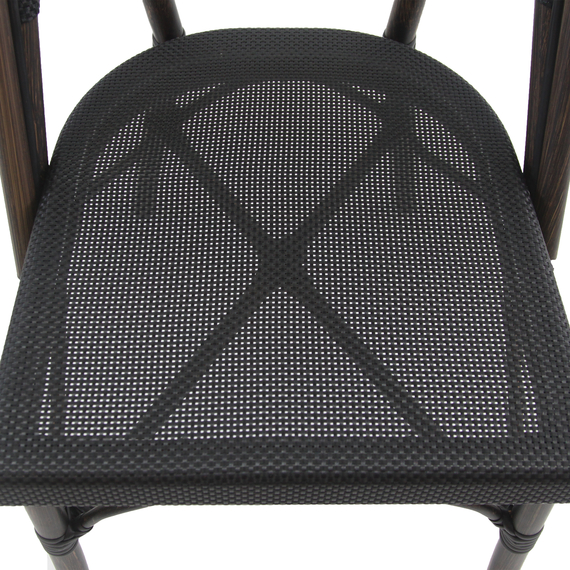 Feros Paris – Stapelbarer Bistrostuhl Textilene, Wengé/Schwarz Mesh, Bild 5