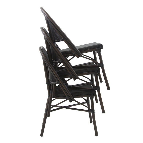 Feros Paris – Stapelbarer Bistrostuhl Textilene, Wengé/Schwarz Mesh, Bild 6