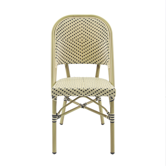 Feros Paris – Stapelbarer Bistrostuhl Rattan, Bambus/Weiß/Schwarz, Bild 2