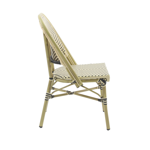 Feros Paris – Stapelbarer Bistrostuhl Rattan, Bambus/Weiß/Schwarz, Bild 3