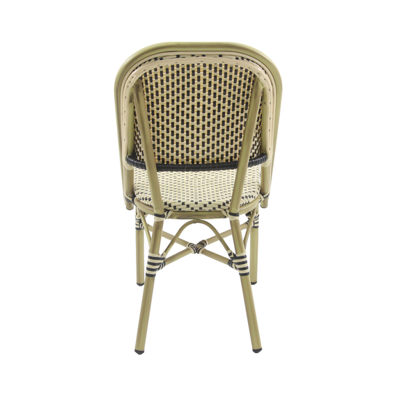 Feros Paris – Stapelbarer Bistrostuhl Rattan, Bambus/Weiß/Schwarz, Bild 4