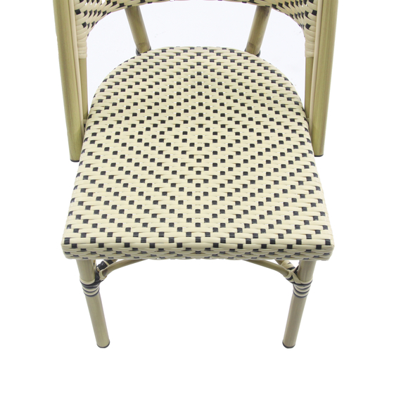 Feros Paris – Stapelbarer Bistrostuhl Rattan, Bambus/Weiß/Schwarz, Bild 5