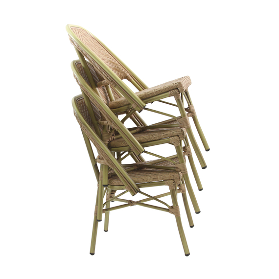 Feros Paris – Stapelbarer Bistrostuhl Rattan, Bambus/Natur, Bild 6