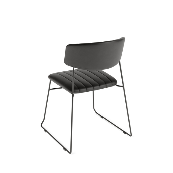 Feros Mundo – Stapelstuhl Kunstleder, Schwarz, Bild 3