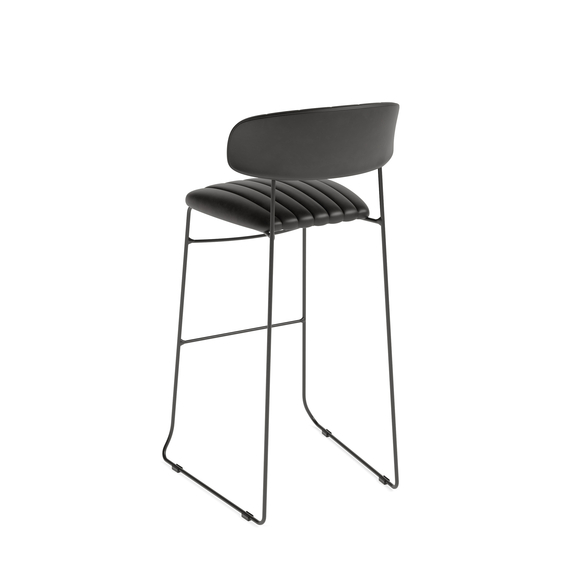 Feros Mundo – Stapel-Barstuhl Kunstleder, Schwarz, Bild 3