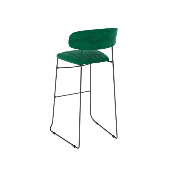 Feros Mundo – Stapel-Barstuhl Velours gepolstert, Grün, Bild 3