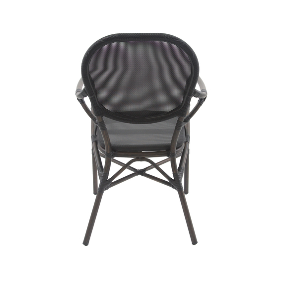 Feros Tango – Stapelbarer Bistrostuhl Textilene, Wengé/Schwarz Mesh, Bild 4